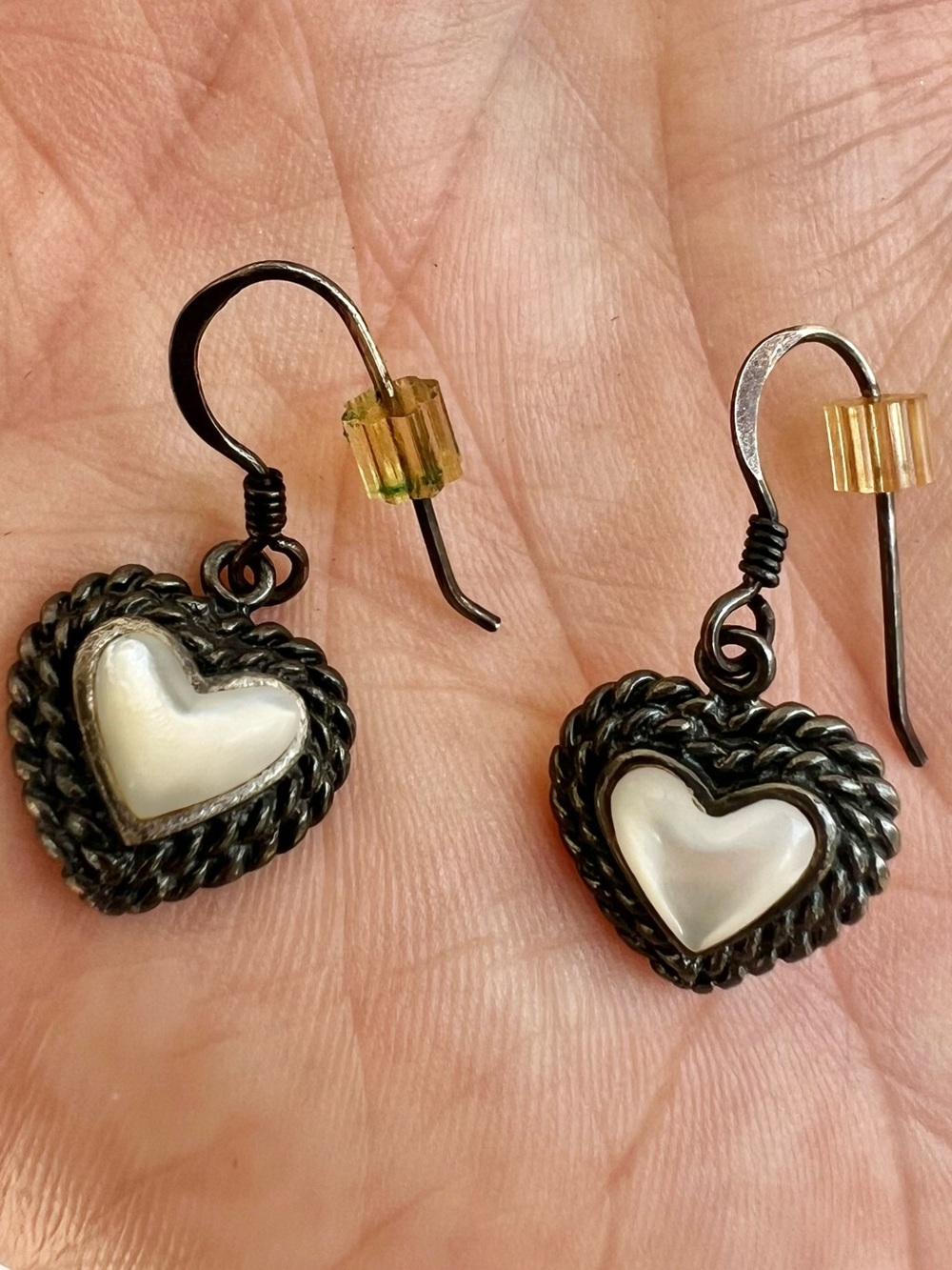 925 Sterling Silver White Heart Dainty Dangle Earrings